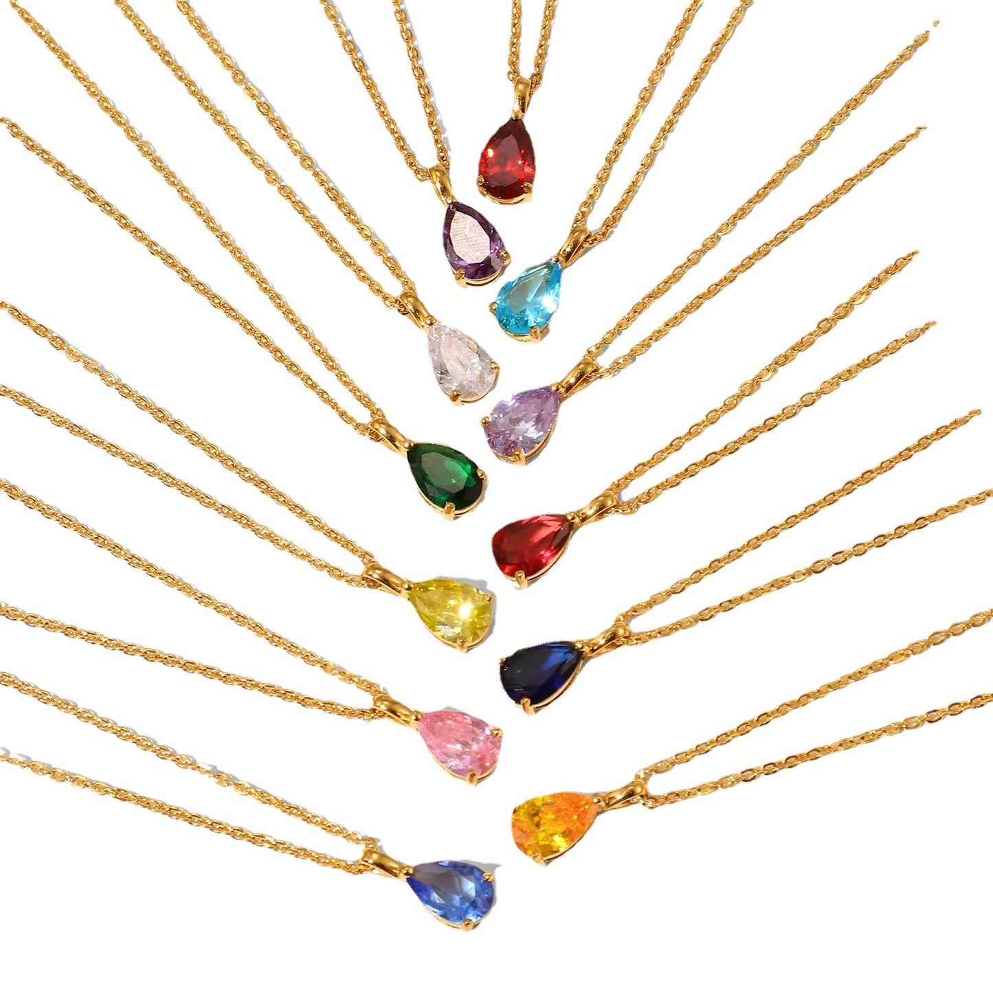 Gold Plated December Zircon Stainless Steel Necklaces