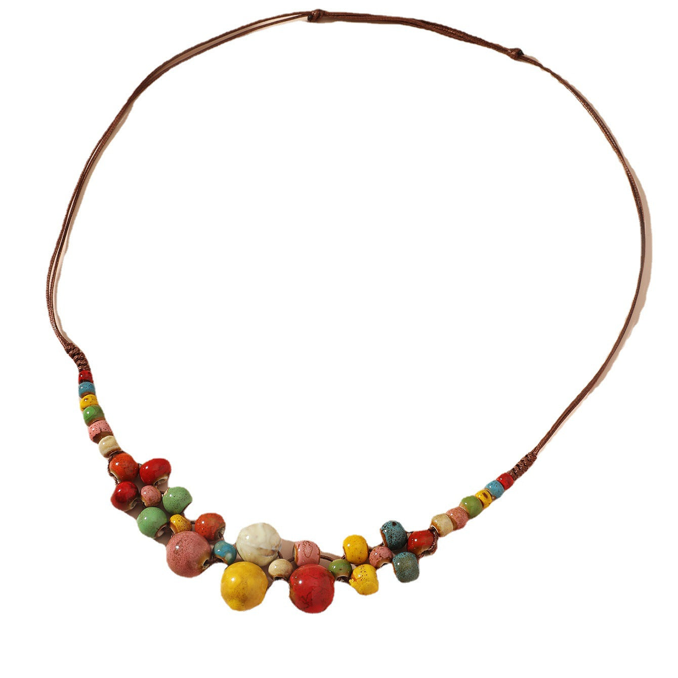 Fashion Beaded Ceramic Beads Bohemian Gravel Color Necklaces