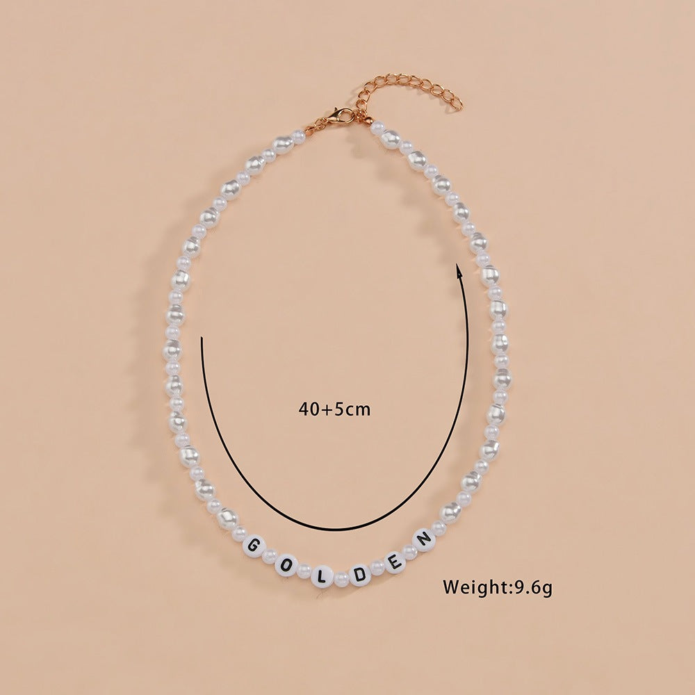 Women's Personalized Simple English Letter Beaded Pearl Necklaces