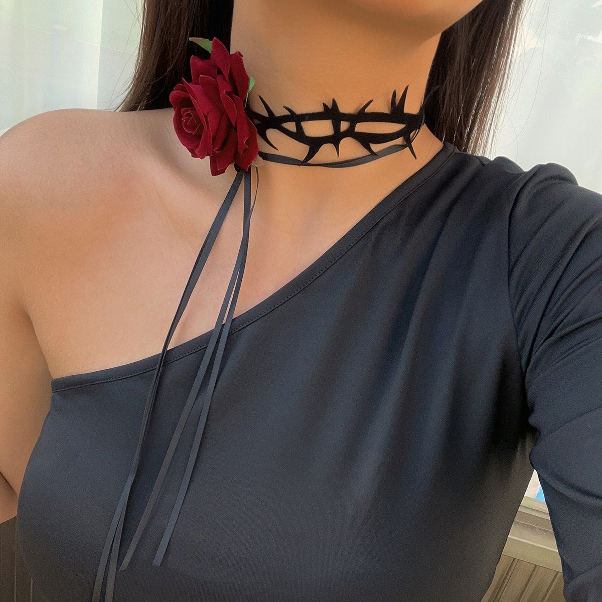 Ornement pour femmes Veet collier de fleurs plante grands colliers