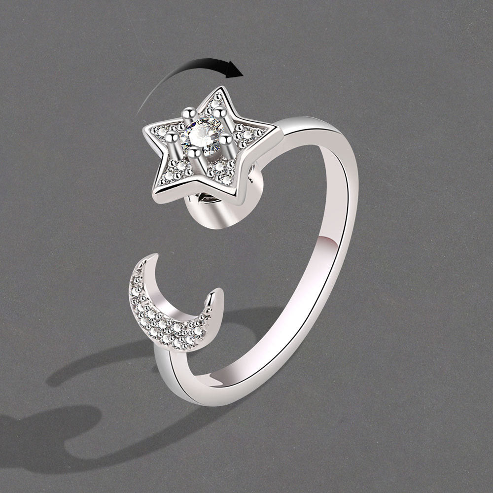 Fashion Star Moon Ethnic Style Rotating Index Finger Rings