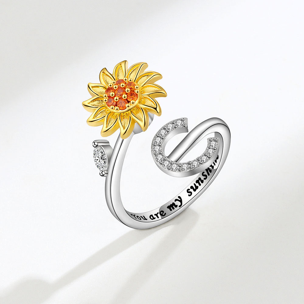 Sunflower Spinning Adjustable Letter Rotating Decompression Rings