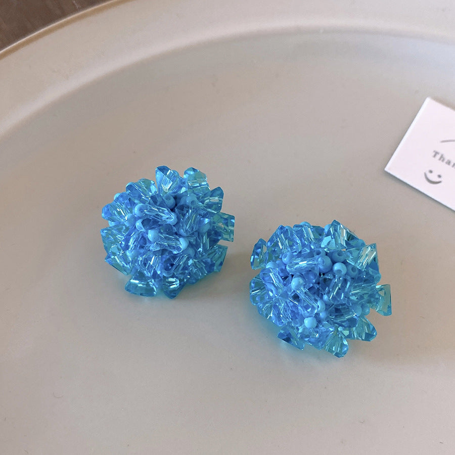 Sier Needle Acrylic Colorful Flower Sweet Earrings