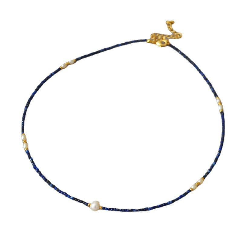 Colliers d'eau douce en perles de Lapis Lazuli sculptés