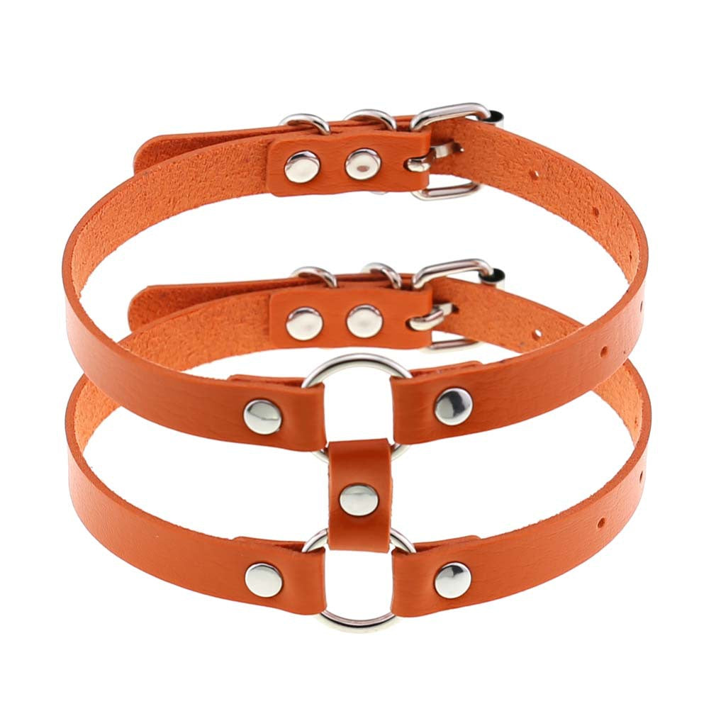 Colliers de personnalité simples en cuir de style gothique à double rangée