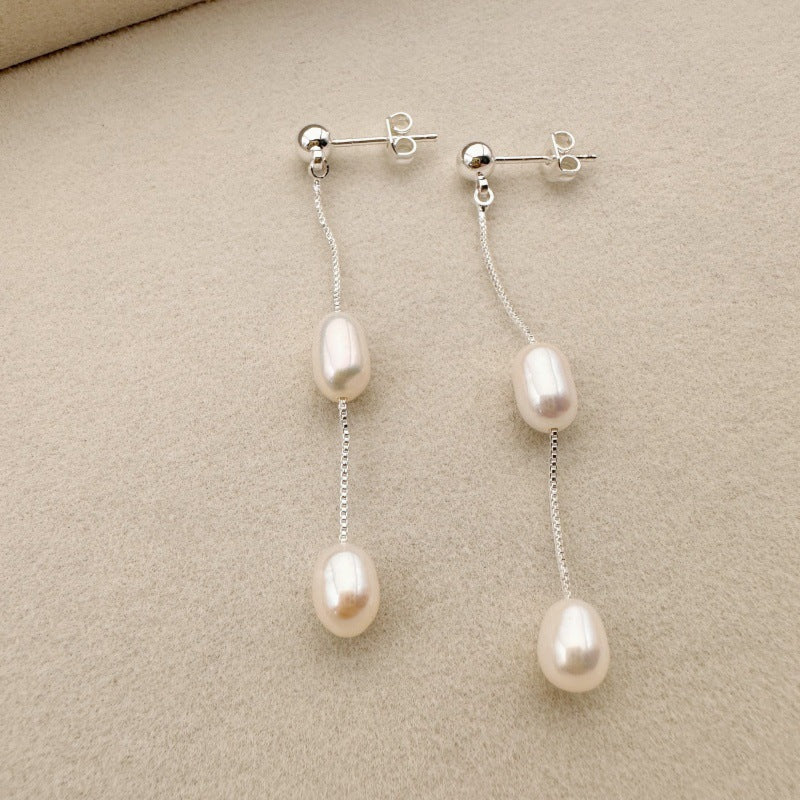 Rachel French Natural Freshwater Pearl Sier Plated Necklace
