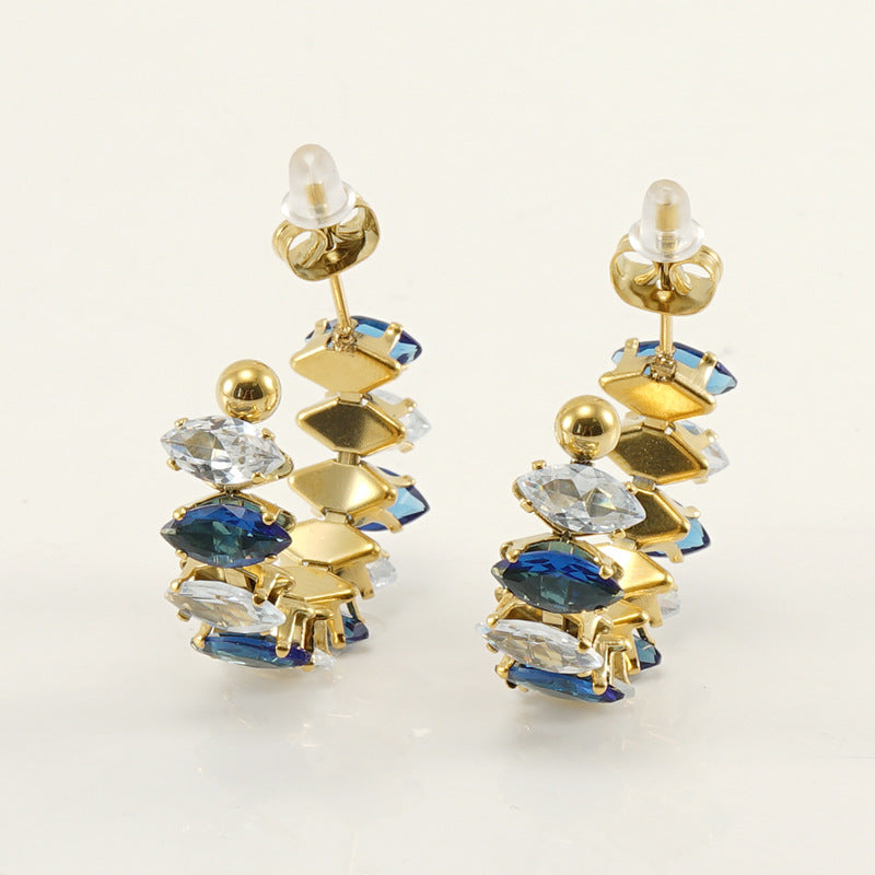 Women's Rhinestone Ear South America Fashionable Golden Titanium Light Rings