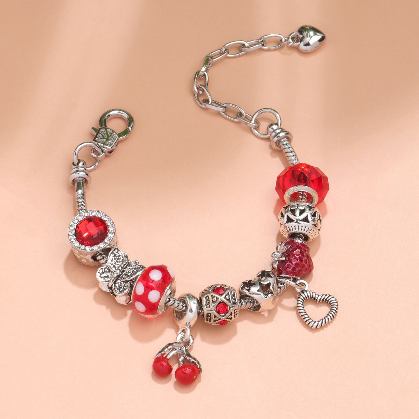 Butterfly Cherry Beaded Sweet Light Luxury Spot Drill Bracelets