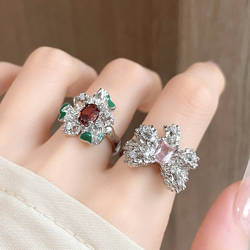 Zircon Personality Affordable Luxury Flower High Sense Rings