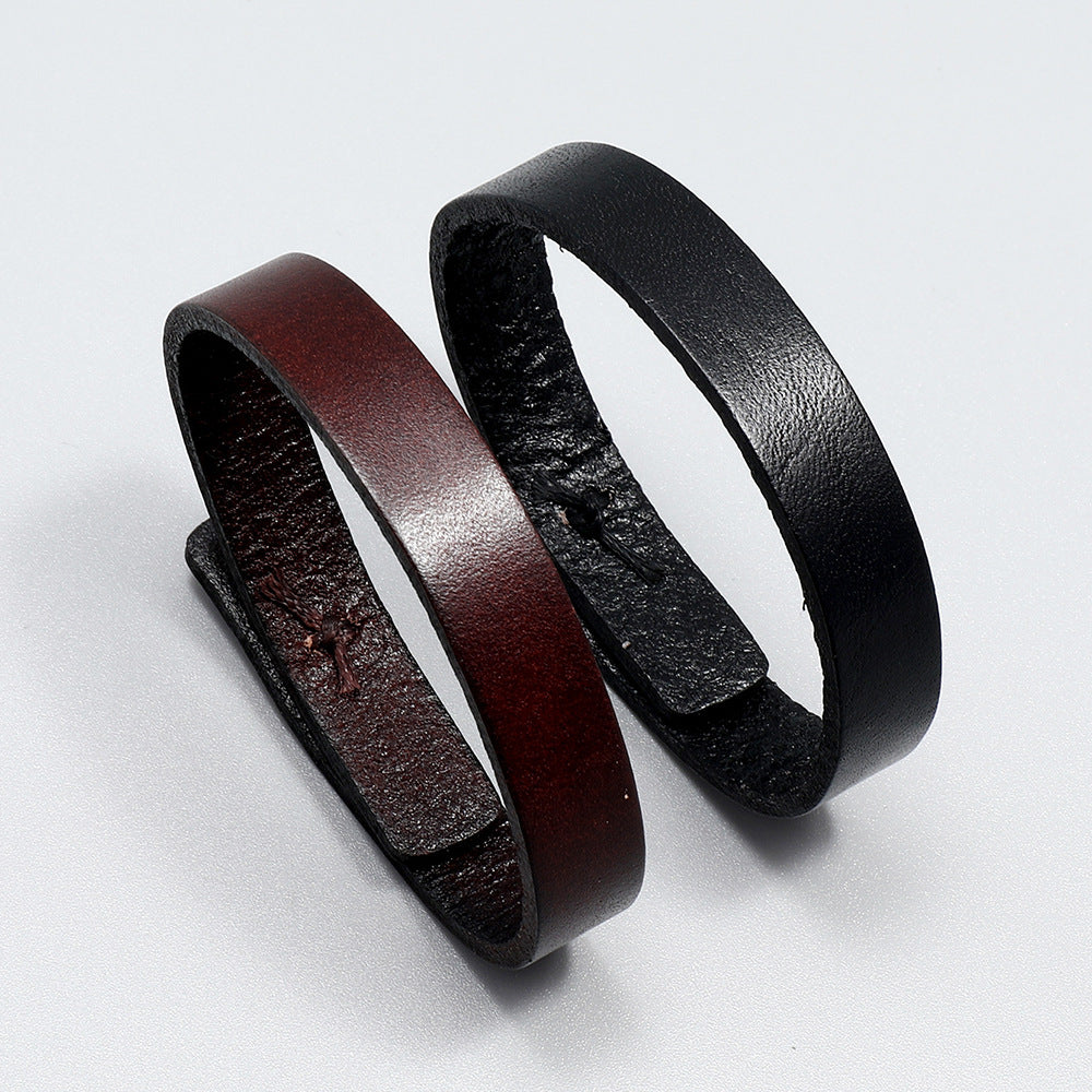 Damen & Herren & einfache Persönlichkeit Retro-Rinderleder beliebte Armbänder