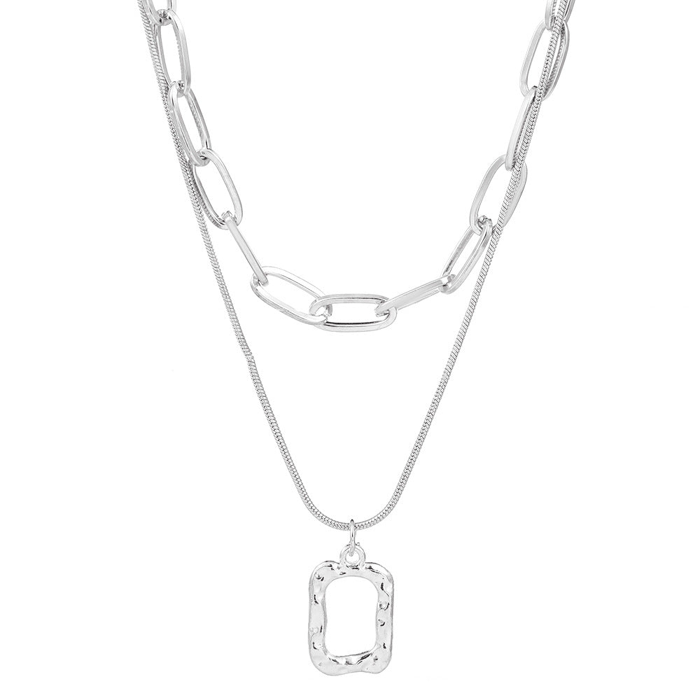 Quadratische, modische, temperamentvolle Minderheiten-Design-Metallhalsketten