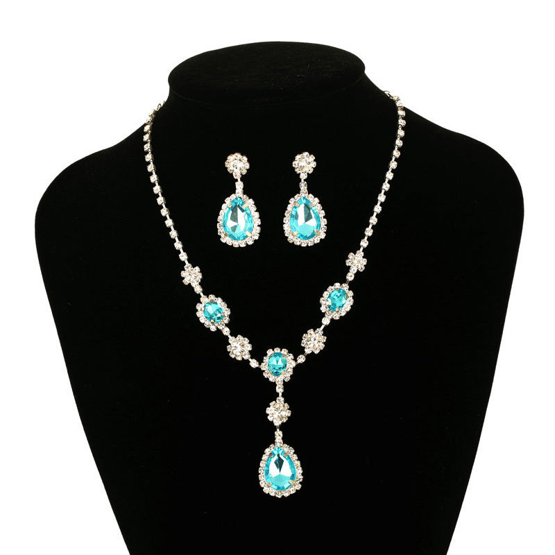 Diamond Blue Water Drop Creative Personality Necklace
