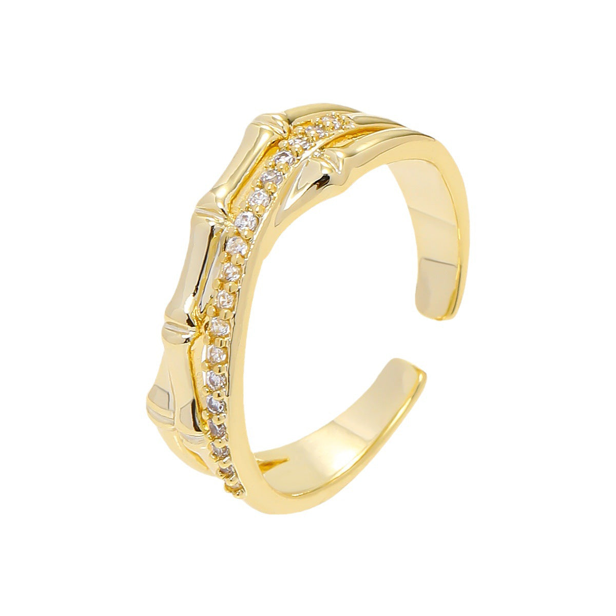 Design Gold Shining Zircon Geometric Open Rings