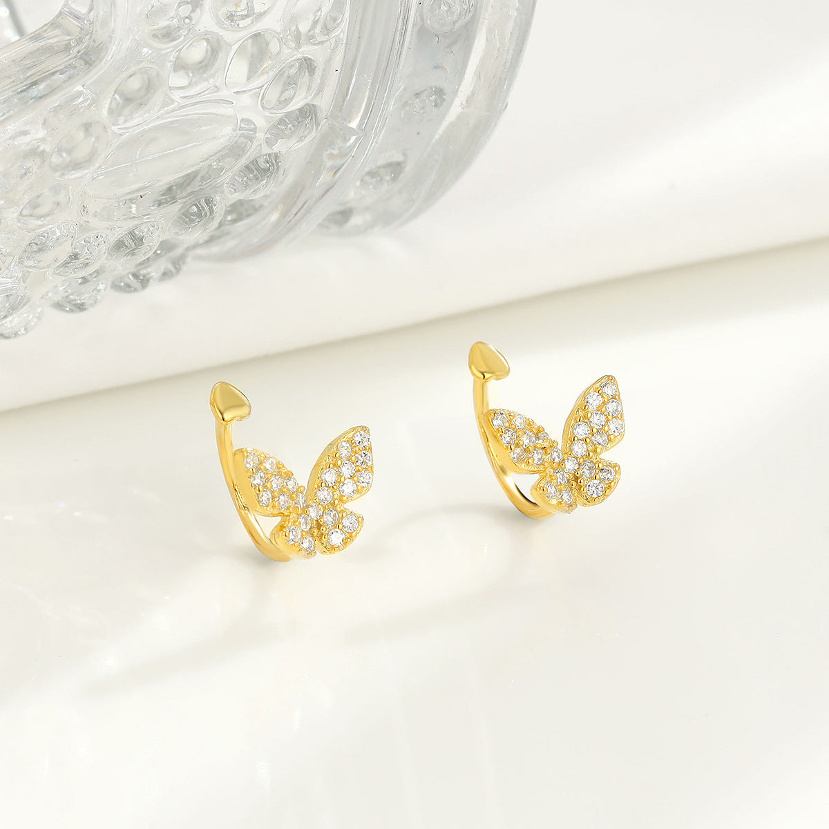 Boucles d'oreilles sans oreilles papillon en argent sterling pour femme