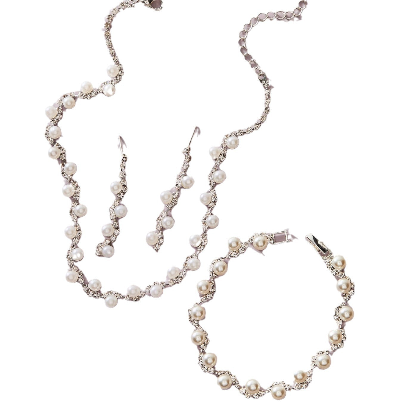 Beautiful Bridal Three-piece Wedding Evening Dress Jewelry Set