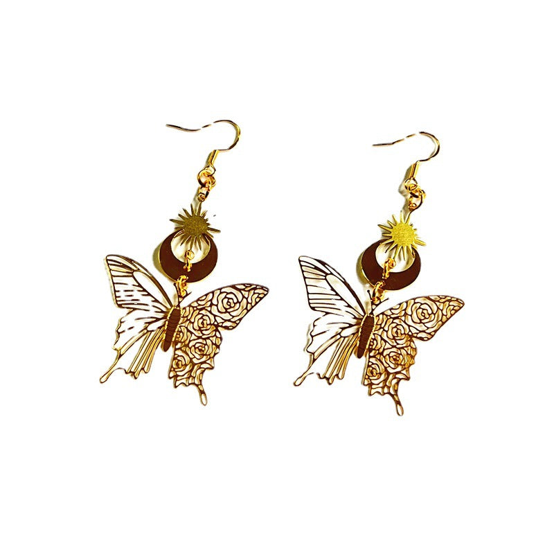 Star Moon Ear Hook Hollow Pattern Earrings