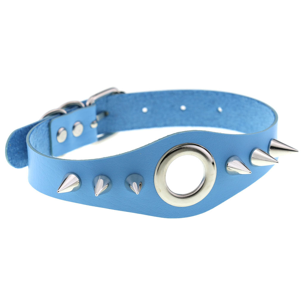 Punk Goth Leather Rivet Pointed Nail Personality Necklaces