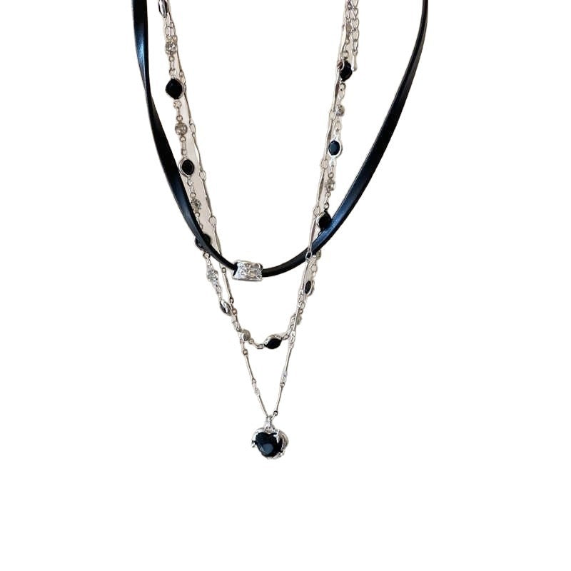 Rope Sweet Cool Heart Twin Female Hot Leather Chain Clavicle Necklaces