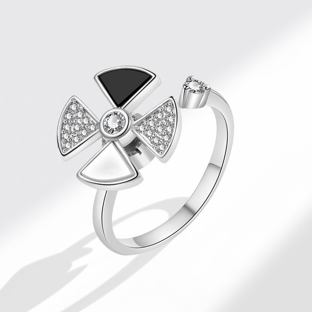 Women's Zircon Rotatable Rotating Open Adjustable Design Rings