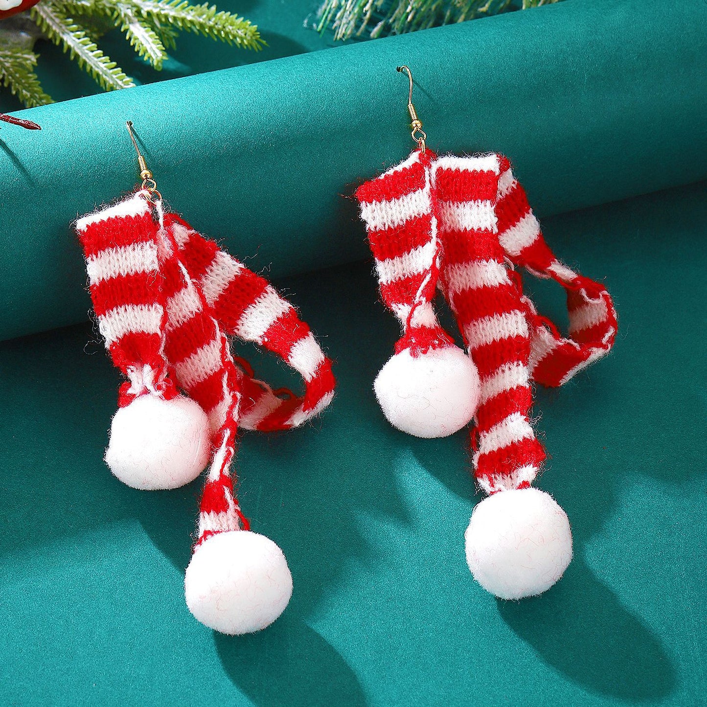Christmas Style Knitted Wool Hat Scarf Earrings