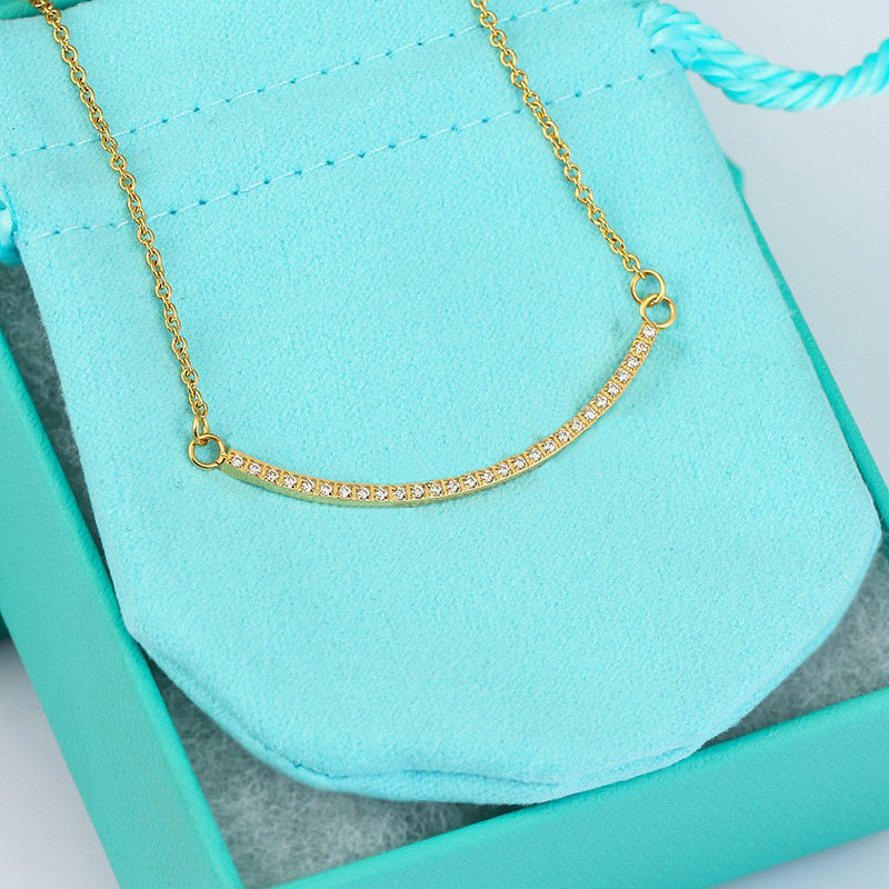 Glossy Full Diamond Smiley Face Pendant Necklaces