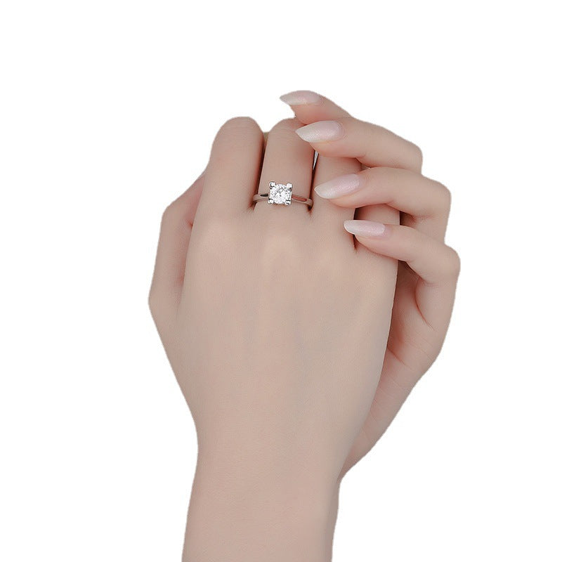 Women's Live Broadcast Moissanite Letters Carat Sterling Rings