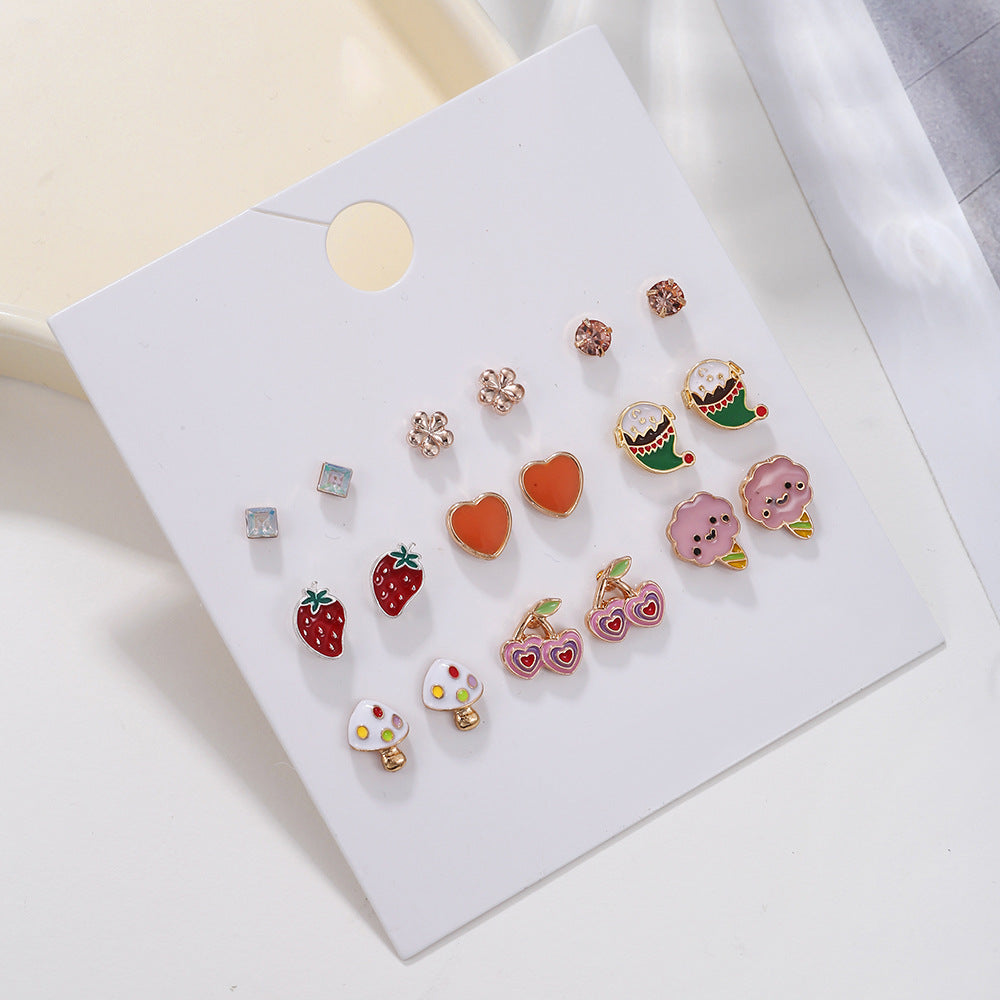 Boucles d'oreilles glaces à la fraise et à la cerise pour femmes, enfants et amour