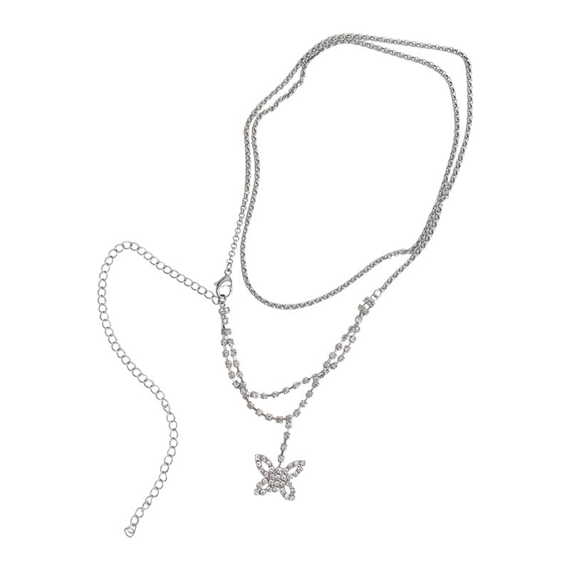 Colliers sexy à taille fine en métal et papillon avec diamants chauds