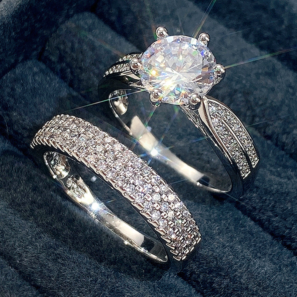 Bagues combinées de mariage de luxe pour femmes et hommes et Shi rétro et couple