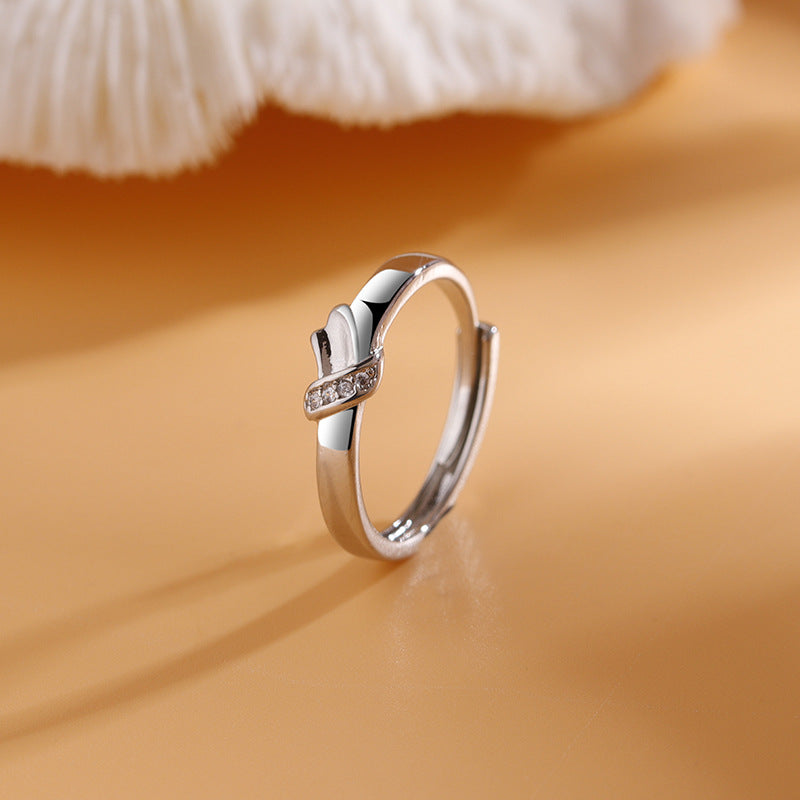 Love Heart Bow Tie Couple Pair Of Niche Rings