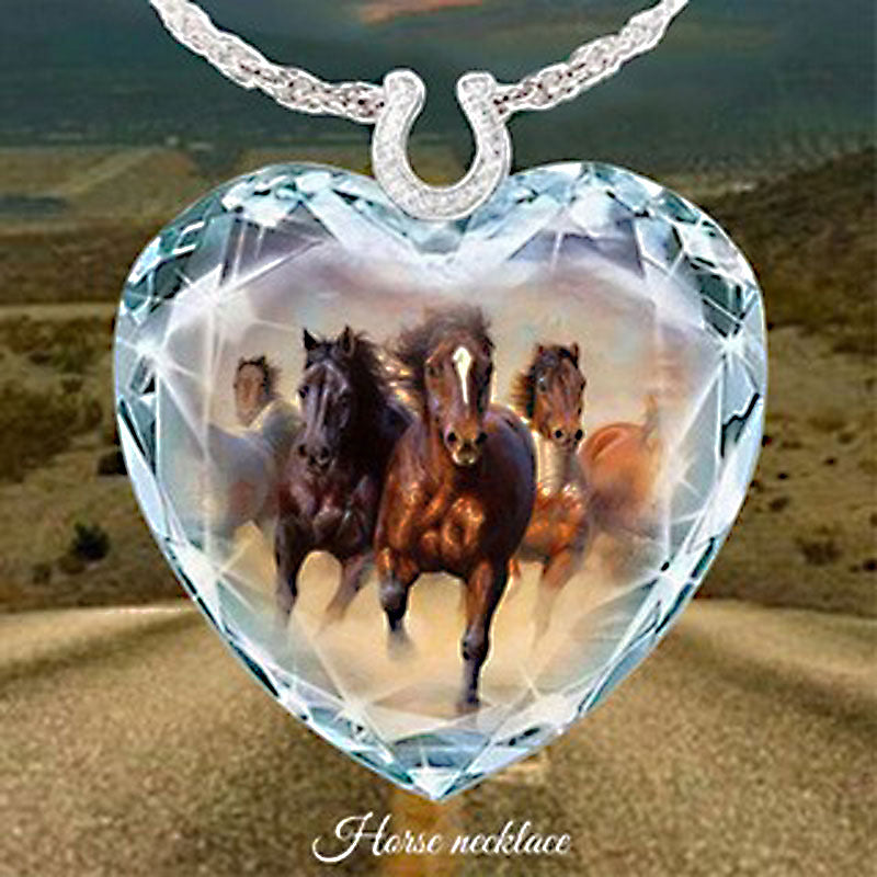 Série de pendentifs coeur de pêche en cristal, colliers simples
