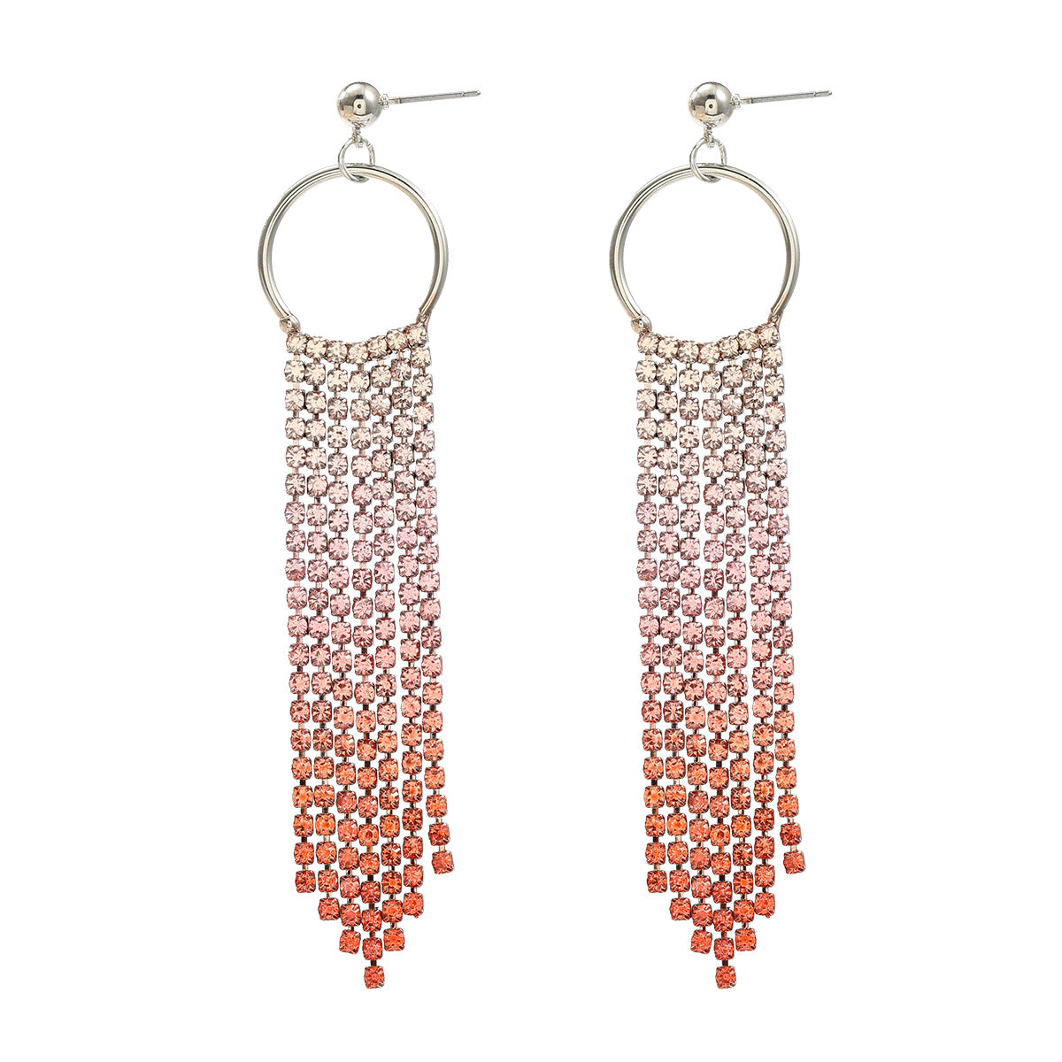 Tassel Gradient Color Female Exaggerated Long Earrings