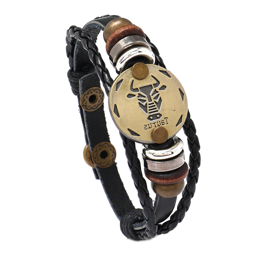 Constellation Cattle Leather Birthday Gift Adjustable Size Bracelets