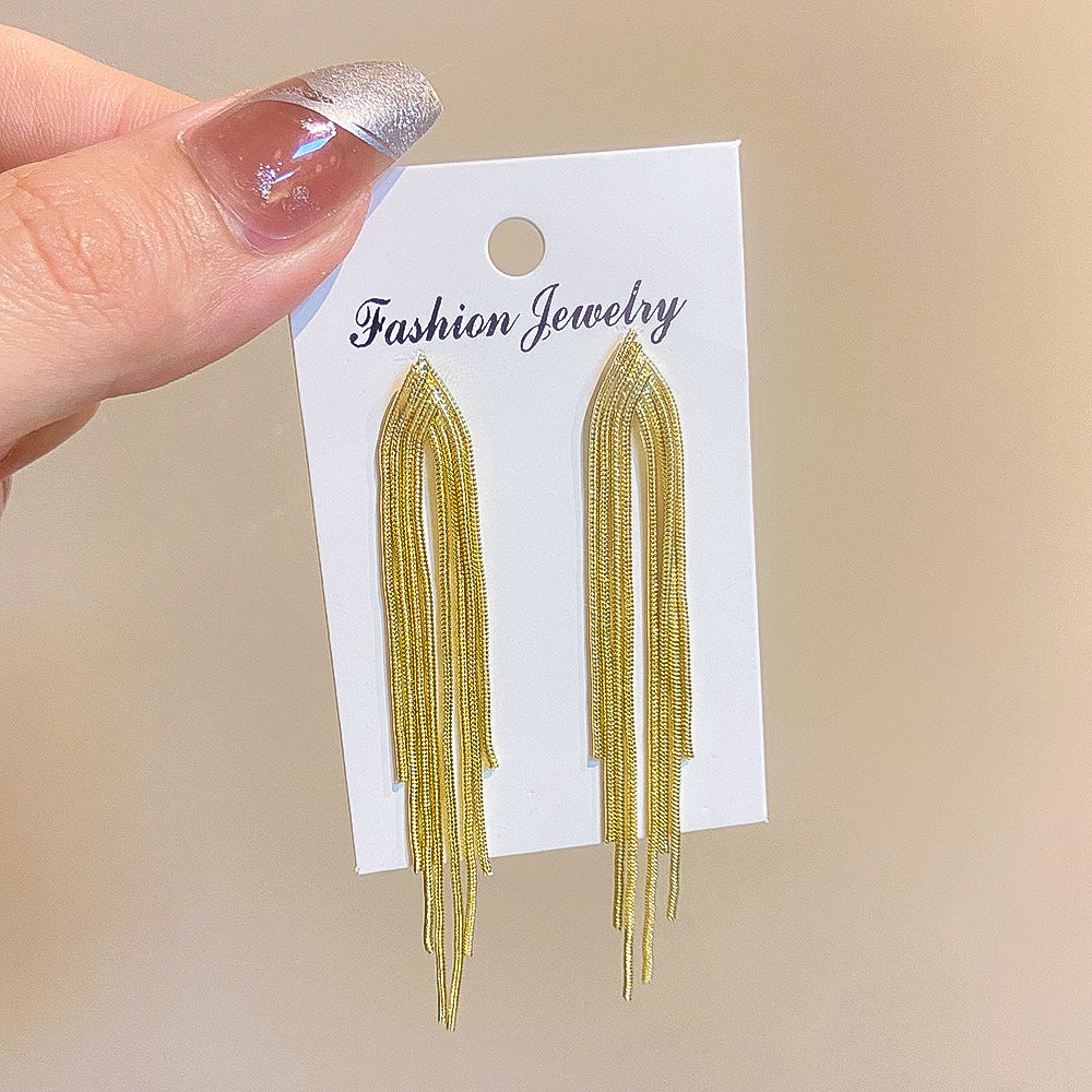 Exaggerated Long Fringe Summer Temperament Copper Earrings