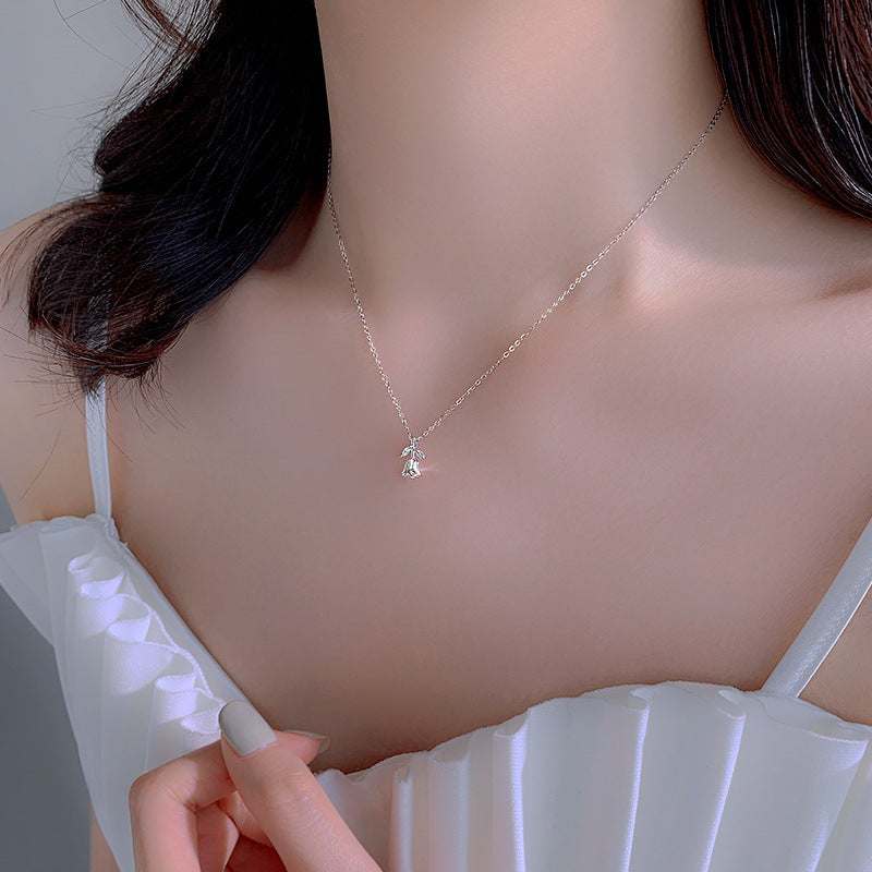 Collier avec pendentif tulipe pour femme, Niche en argent Sterling de Style coréen