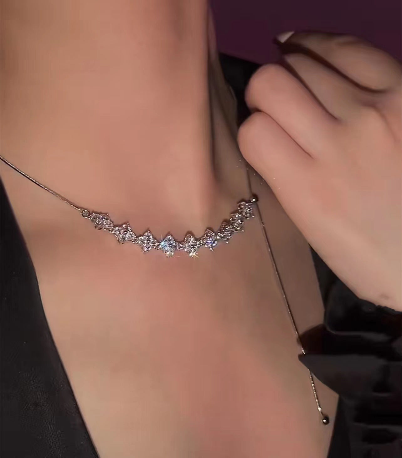 Colliers de trèfle fritillaire naturel de luxe léger et exquis en Zircon