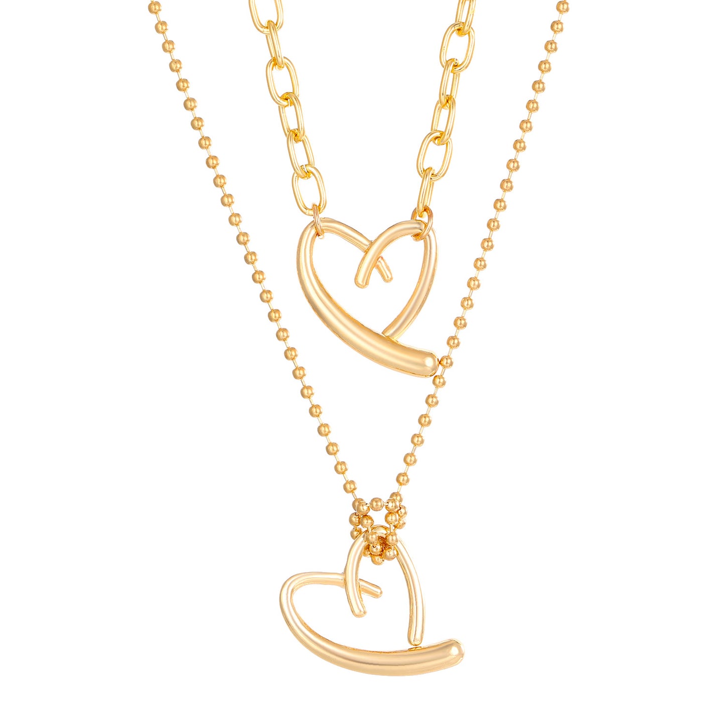 Irregular Heart Female Style Creative Design Cross Heart-shaped Necklaces