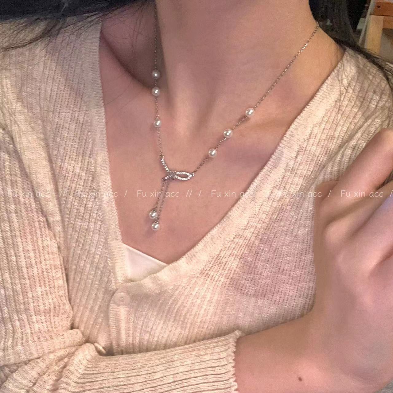 Retro Pure Desire Style Bow Female Necklaces