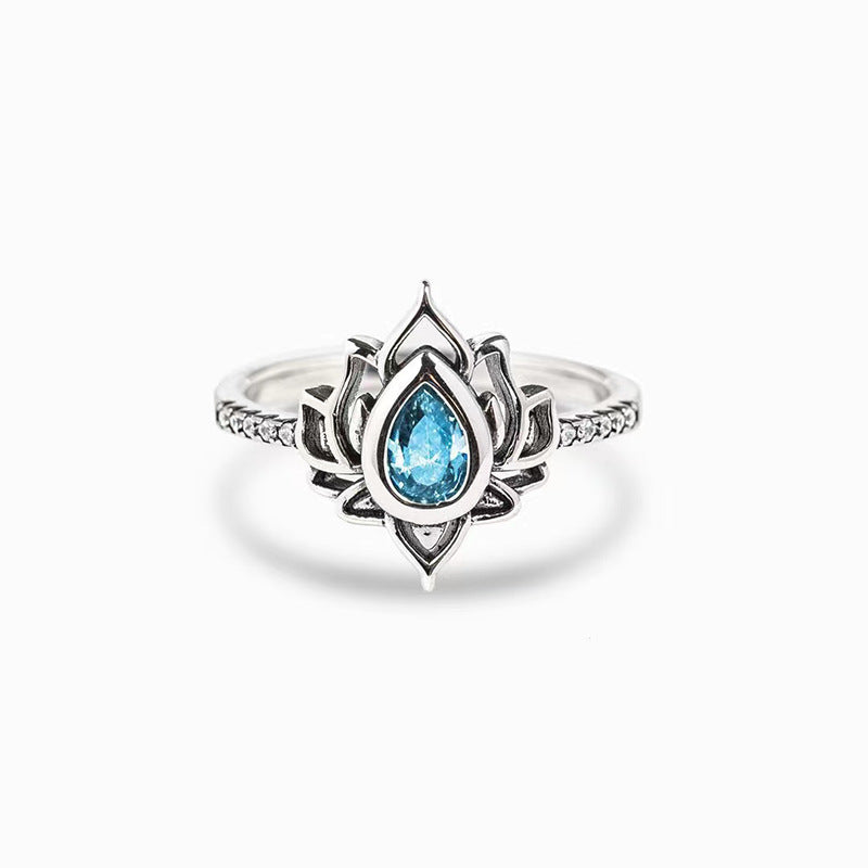 Damen-Ringe mit Wassertropfen, Blumenornament, Strass und Zirkon