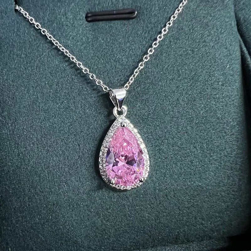 Drop-shaped Simulation Pink Tourmaline Colored Gems Rings