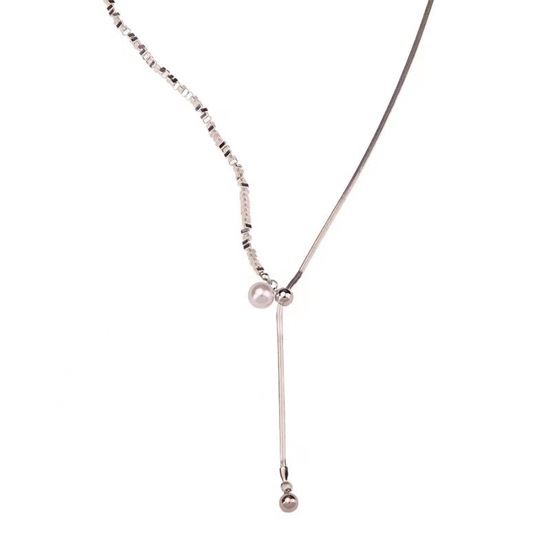 Women's Sier Pearl Light Luxury High-grade Pull-out Clavicle Chain Necklaces