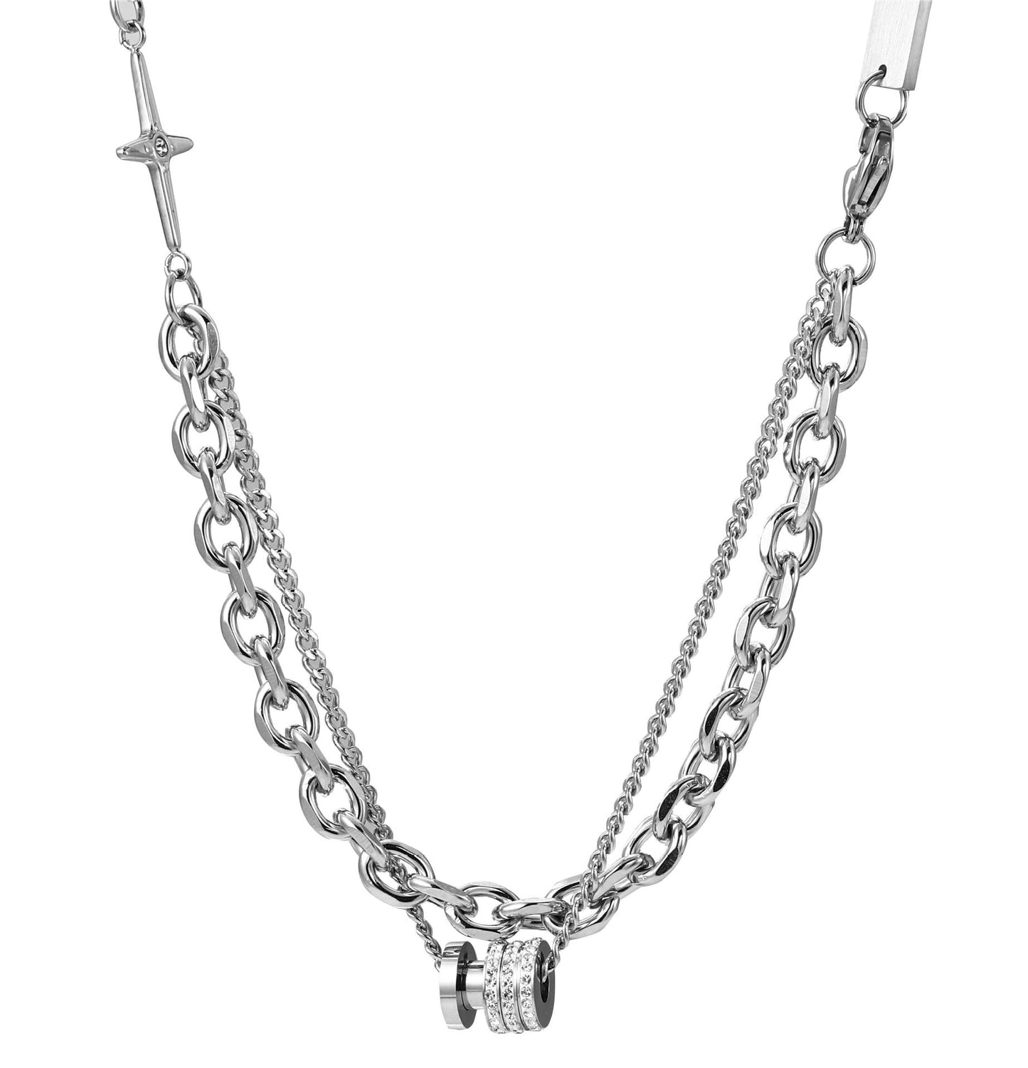 Women's & Men's High-grade Cool Titanium Steel Trendy Twin Necklaces