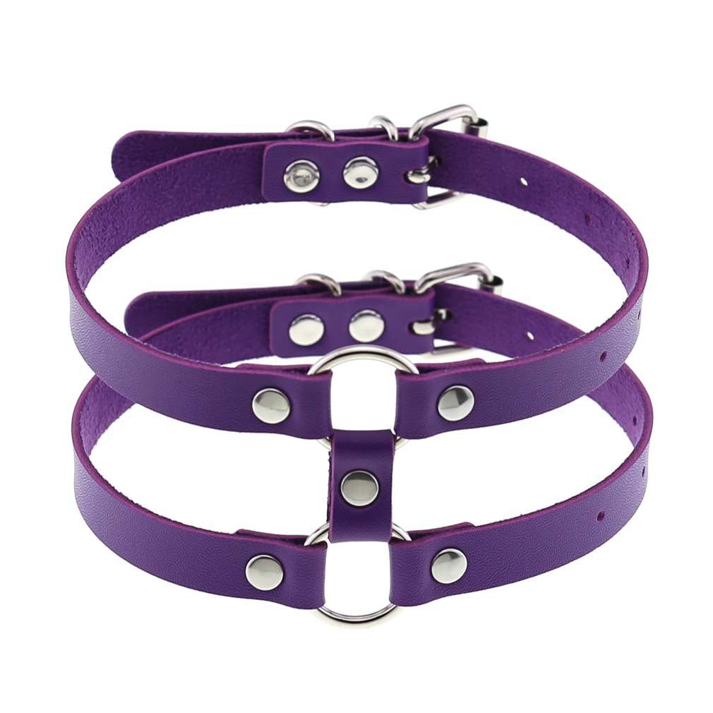 Colliers de personnalité simples en cuir de style gothique à double rangée
