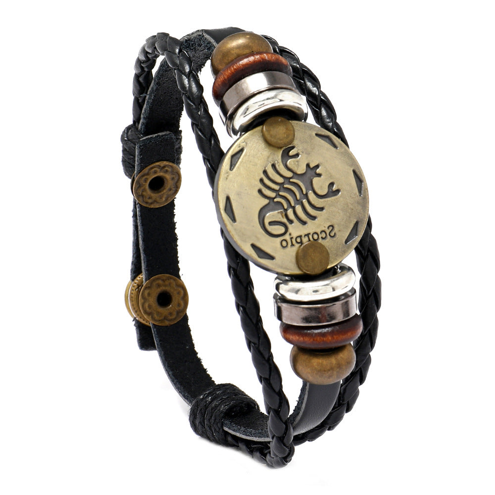 Constellation Cattle Leather Birthday Gift Adjustable Size Bracelets