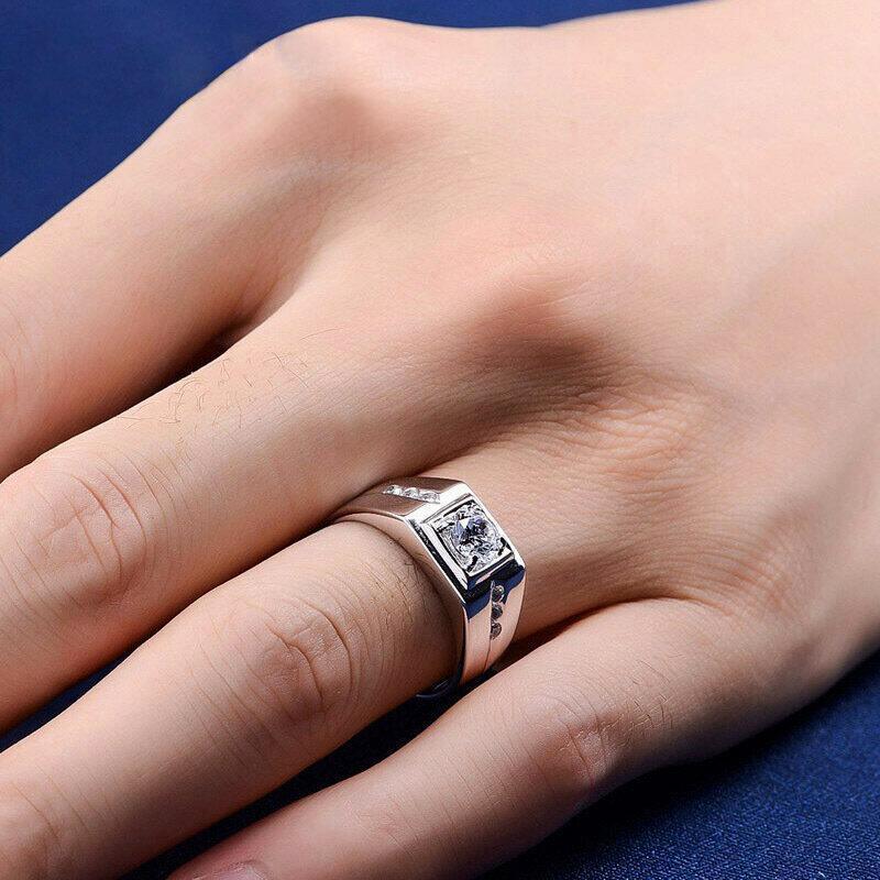 Men's Open Domineering Wide Simulation Diamond Big Man's Ring