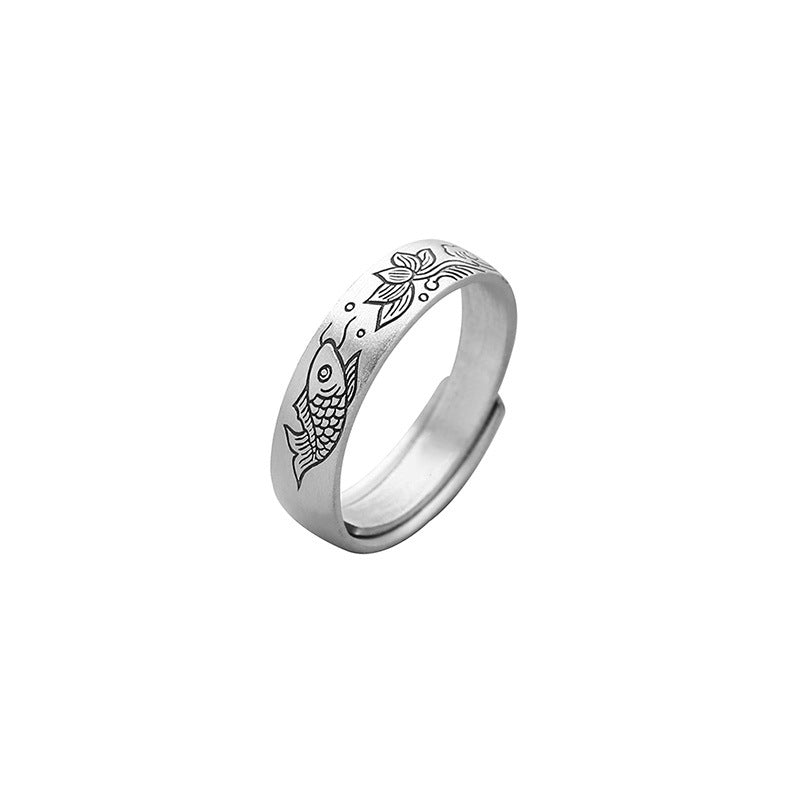 Damen & Herren & Vintage Lotuskarpfen und einfache personalisierte Fingerringe im Ethno-Stil