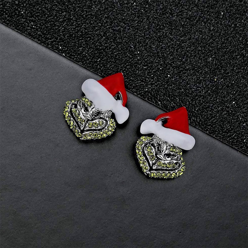 Santa Claus Diamond Enamel Personality Trendy Earrings