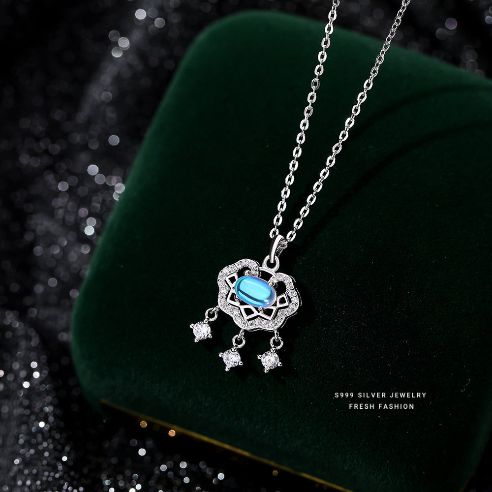 Colliers en pierre de lune en Zircon élégants, Style National minoritaire, Vintage