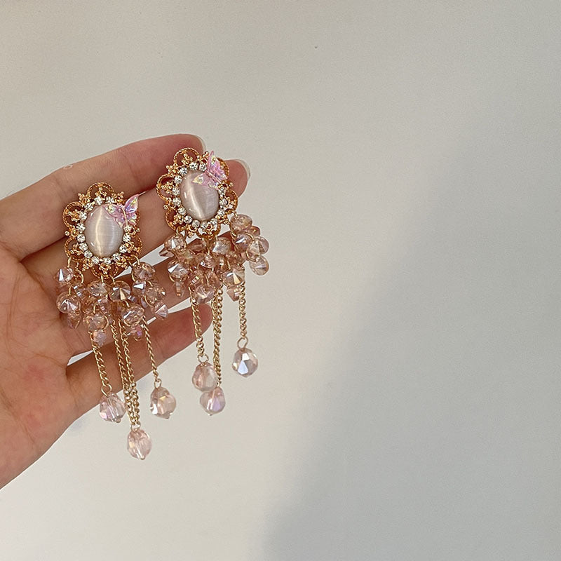 Damen-Kristallohrringe mit Quaste, lange, einzigartige Super-Ohrringe