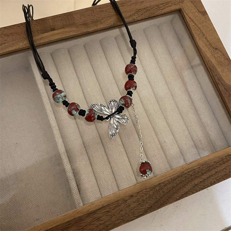 Women's Personality Butterfly Ethnic Graceful National Fashion Red Necklaces